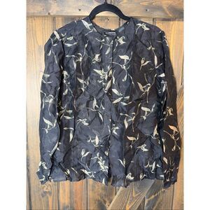 Vtg Liz Claiborne Womens 100% Silk Sheer Button Down Blouse